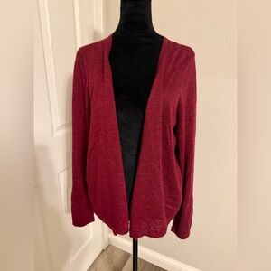 Women's Open-Front Burgundy Cardigan Sweater - Alpaca
